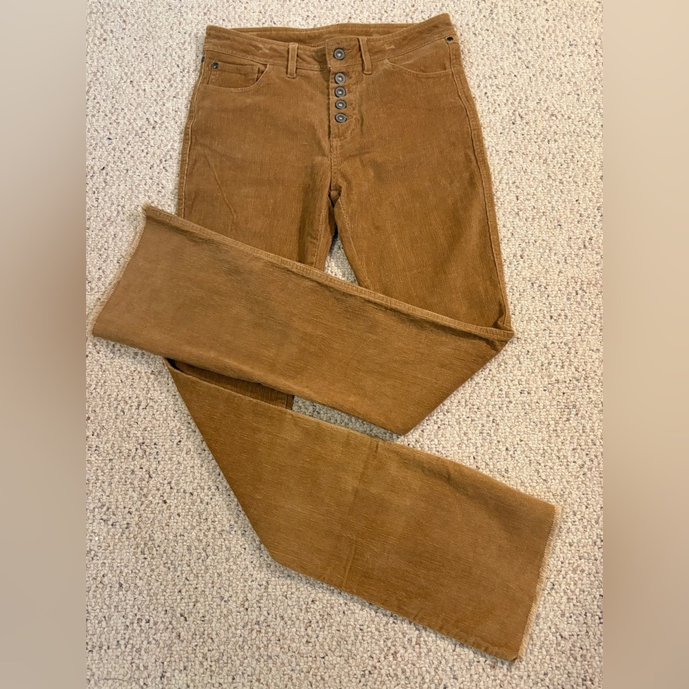 Boundless North Soft Stretchy Corduroy Pants w Distinct Button Fly & Raw Hem S28 - Picture 8 of 12